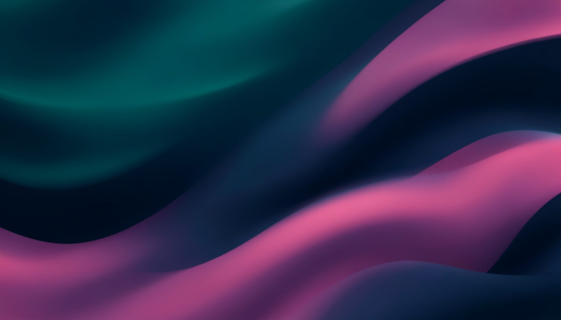 Abstract wavy digital background in dark teal, navy, and pink hues, smooth glossy texture, calm mood